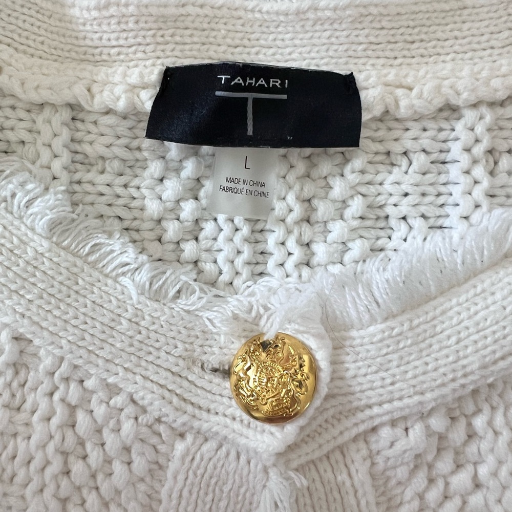 Tahari sweater/ knit white blazer - Picture 4 of 16